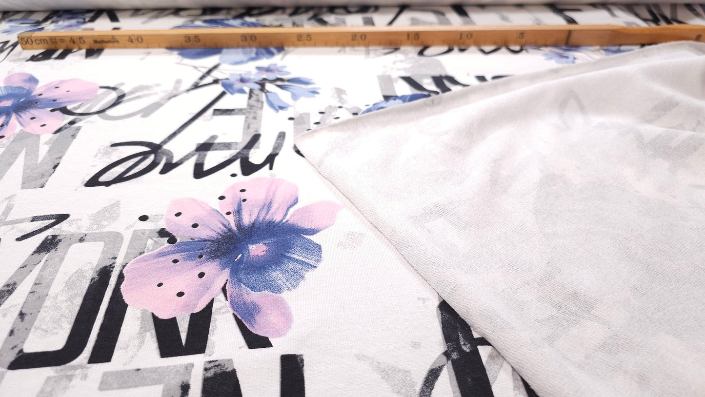 French Terry Blå Blomster