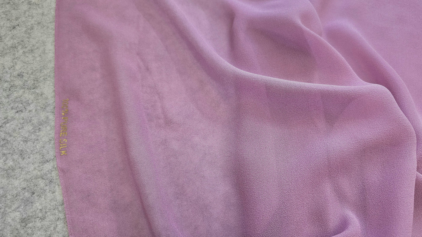 Silke Chiffon Ensfarvet Lilla