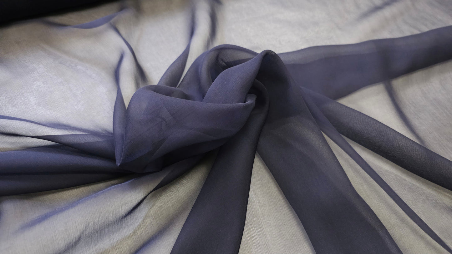 Silke Chiffon Mørkeblå