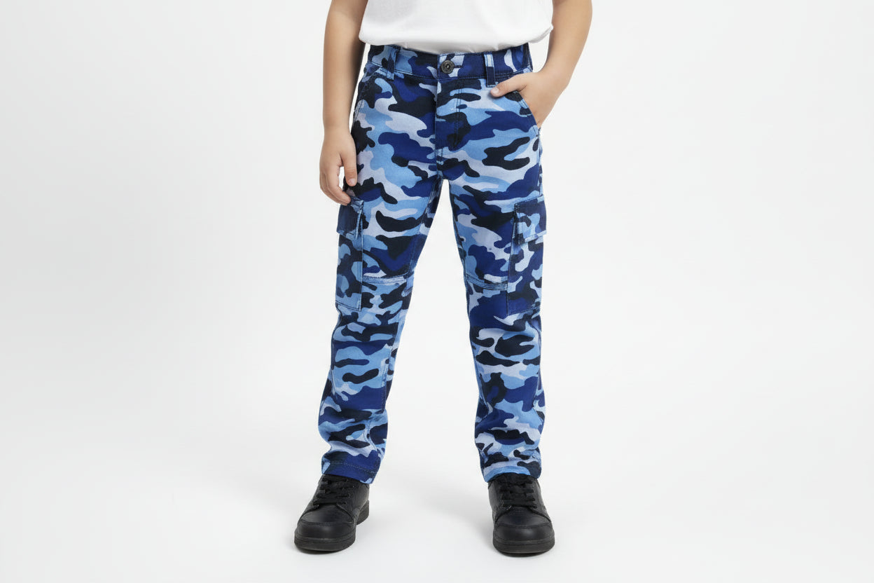 Bomuld Twill Camouflage Blå