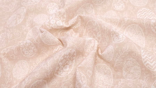 Bomuld Print Påskeæg Dirty Rose med hvid