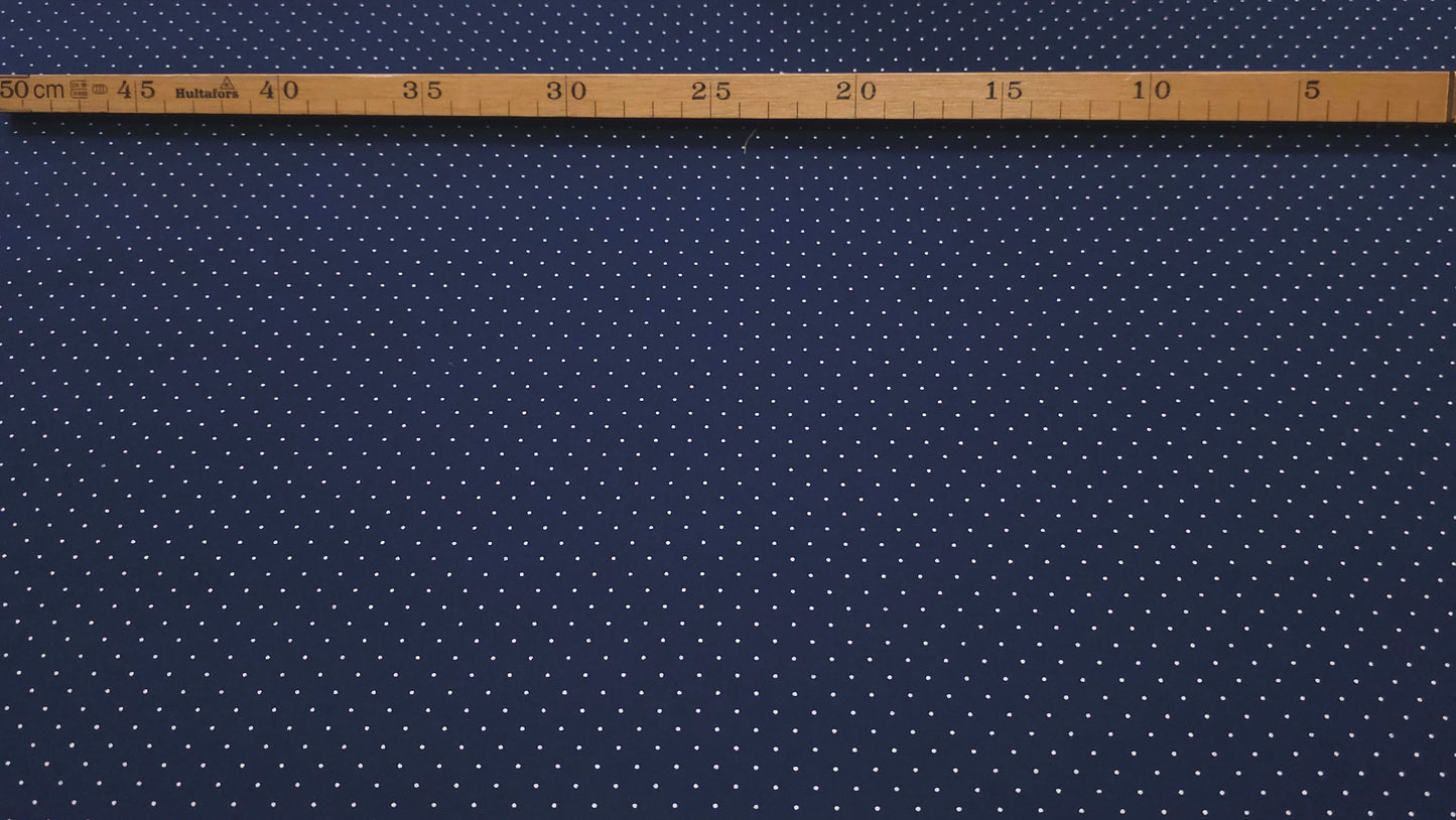 Bomuld Print Polkaprikket Mørkeblå