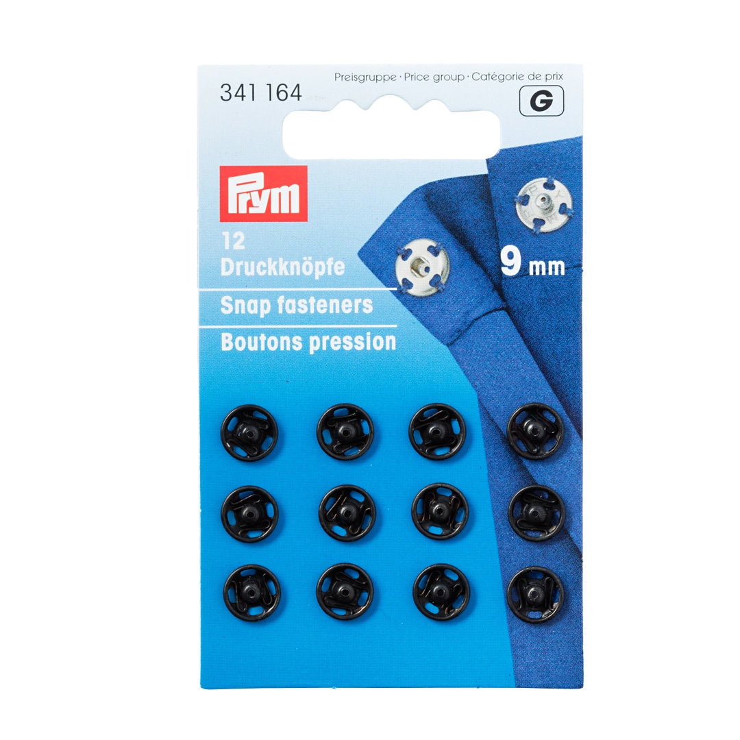 Tryklåse 9 mm sort (12 stk)