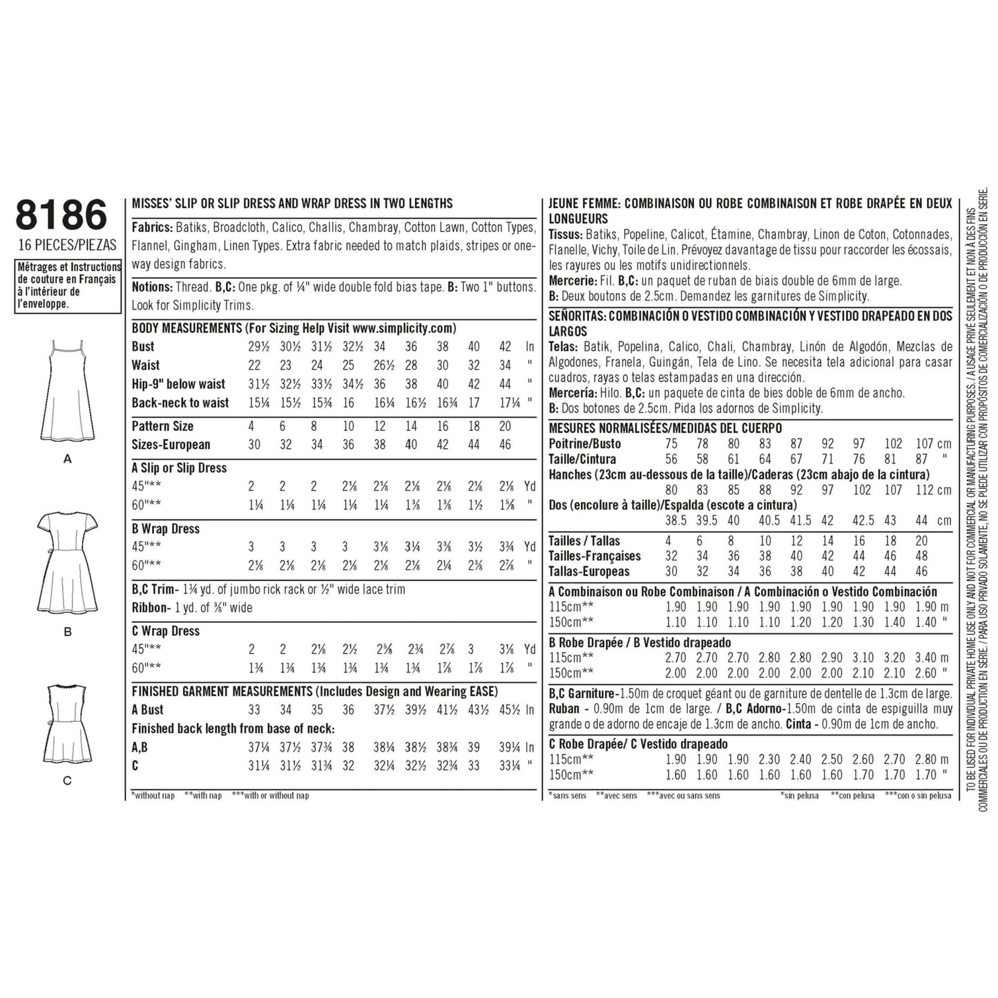 Simplicity Symønster - 8186