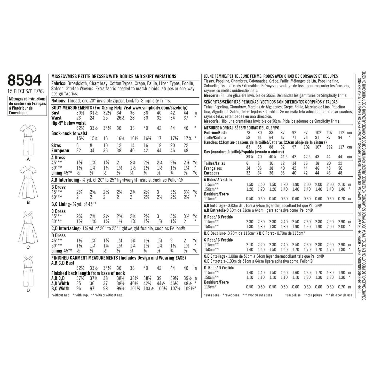 Simplicity Symønster - 8594