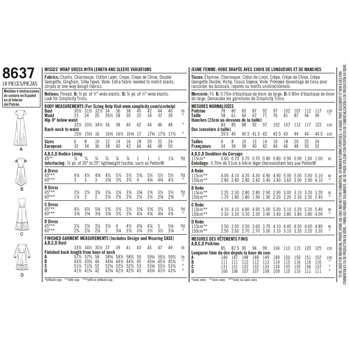 Simplicity Symønster - S8637