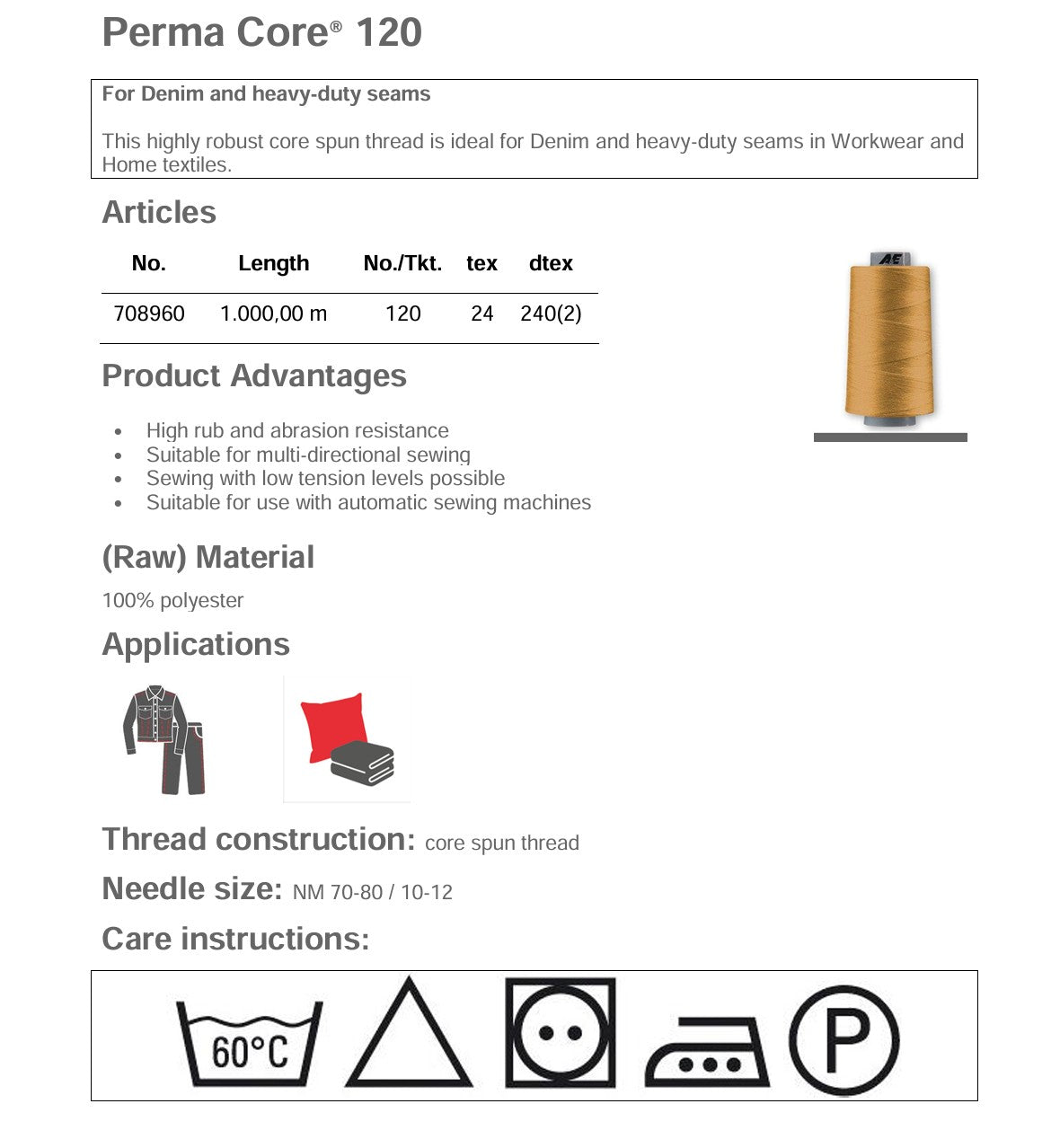 Gütermann Perma Core Mørk Marineblå (Farvekode: 43304)
