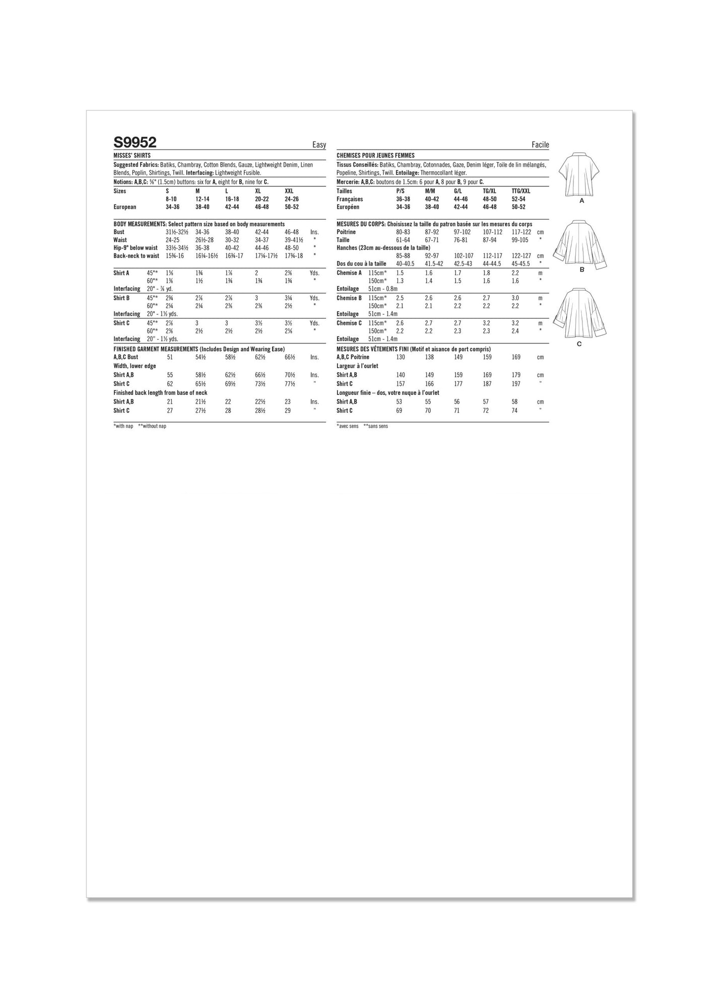Simplicity Symønster - S9952
