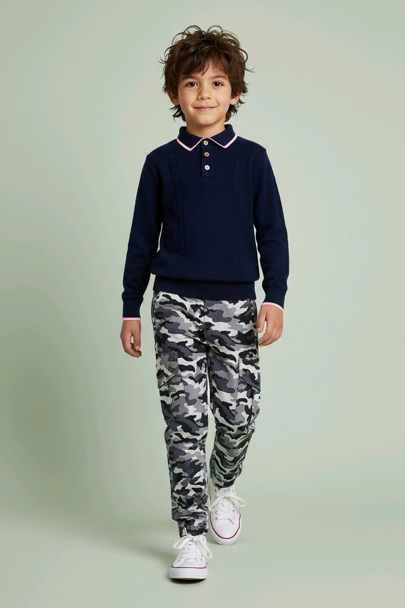 Bomuld Twill Camouflage Grå/sort/hvid