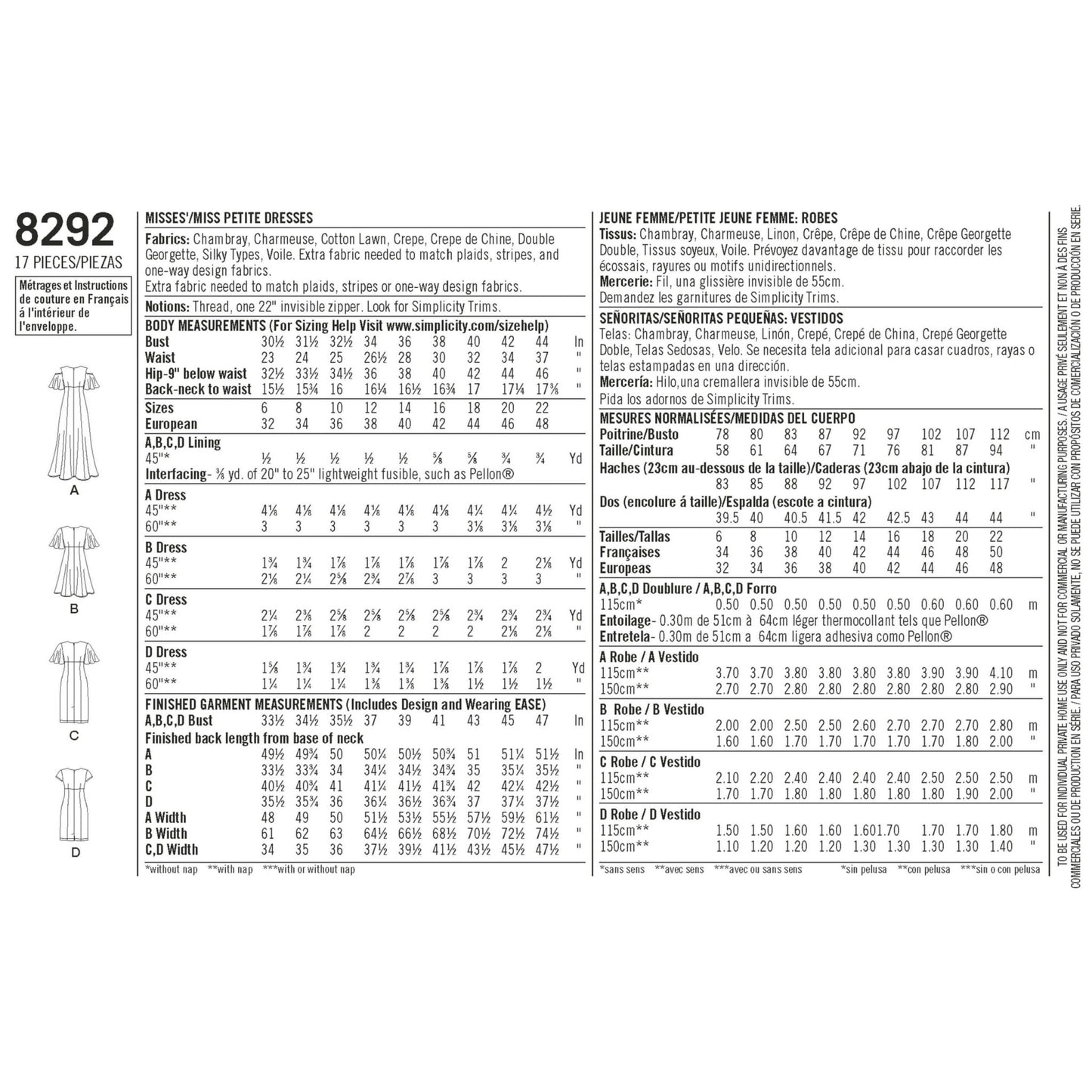 Simplicity Symønster - 8292