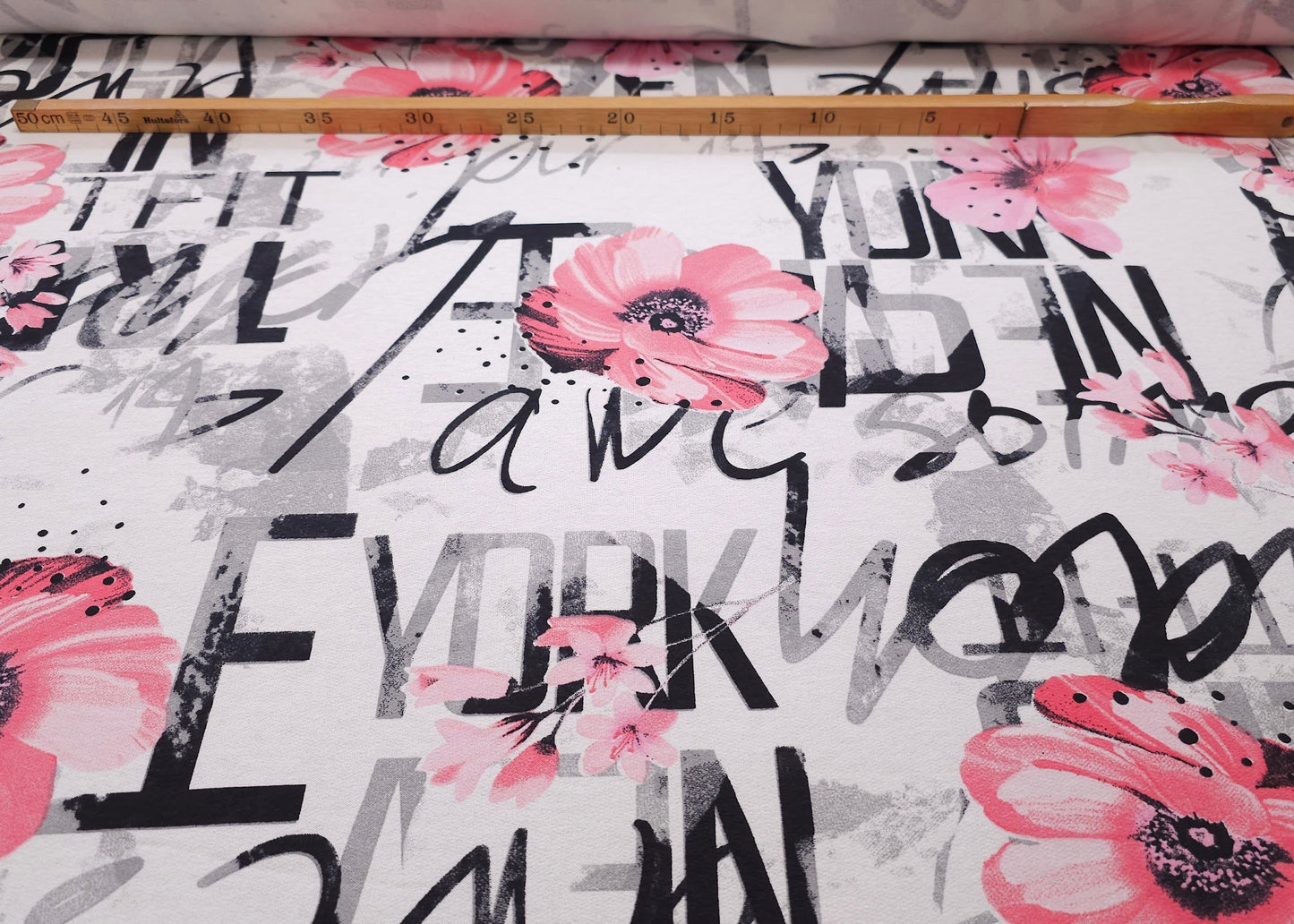 French Terry Røde Blomster