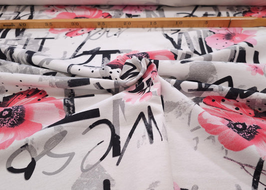 French Terry Røde Blomster