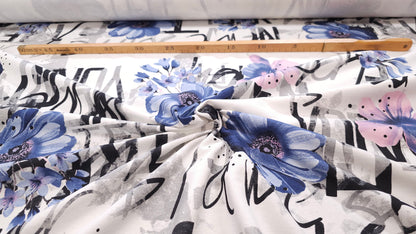 French Terry Blå Blomster