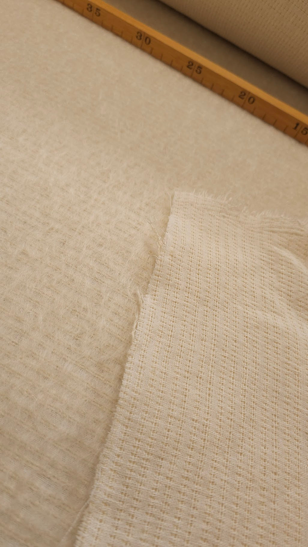 Uld Bomuld Mohair Tweed Beige