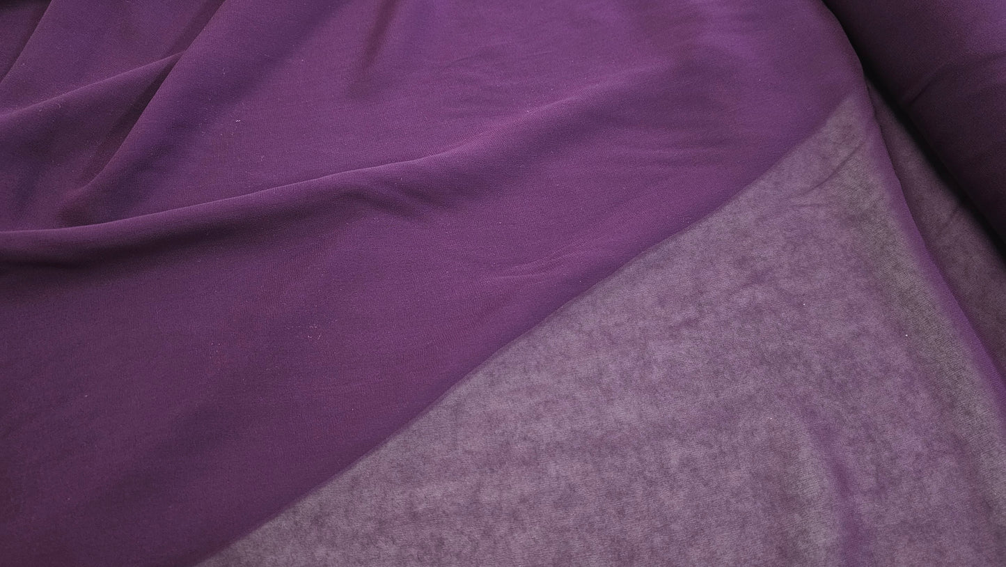 Silke Chiffon Ensfarvet Lilla