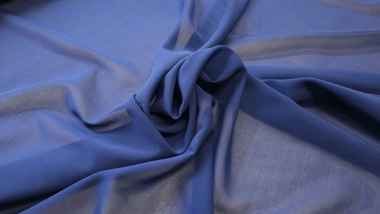 Silke Chiffon Blå