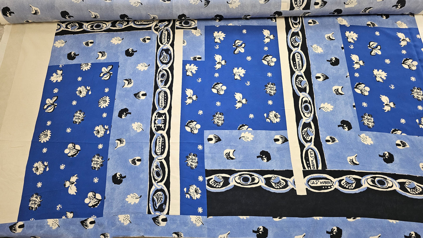 Silke Printed Panel Blå Hvid