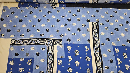 Silke Printed Panel Blå Hvid