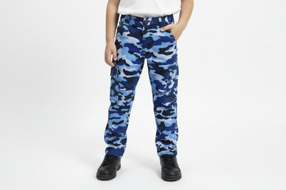 Bomuld Twill Camouflage Blå