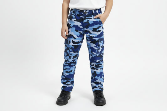 Bomuld Twill Camouflage Blå