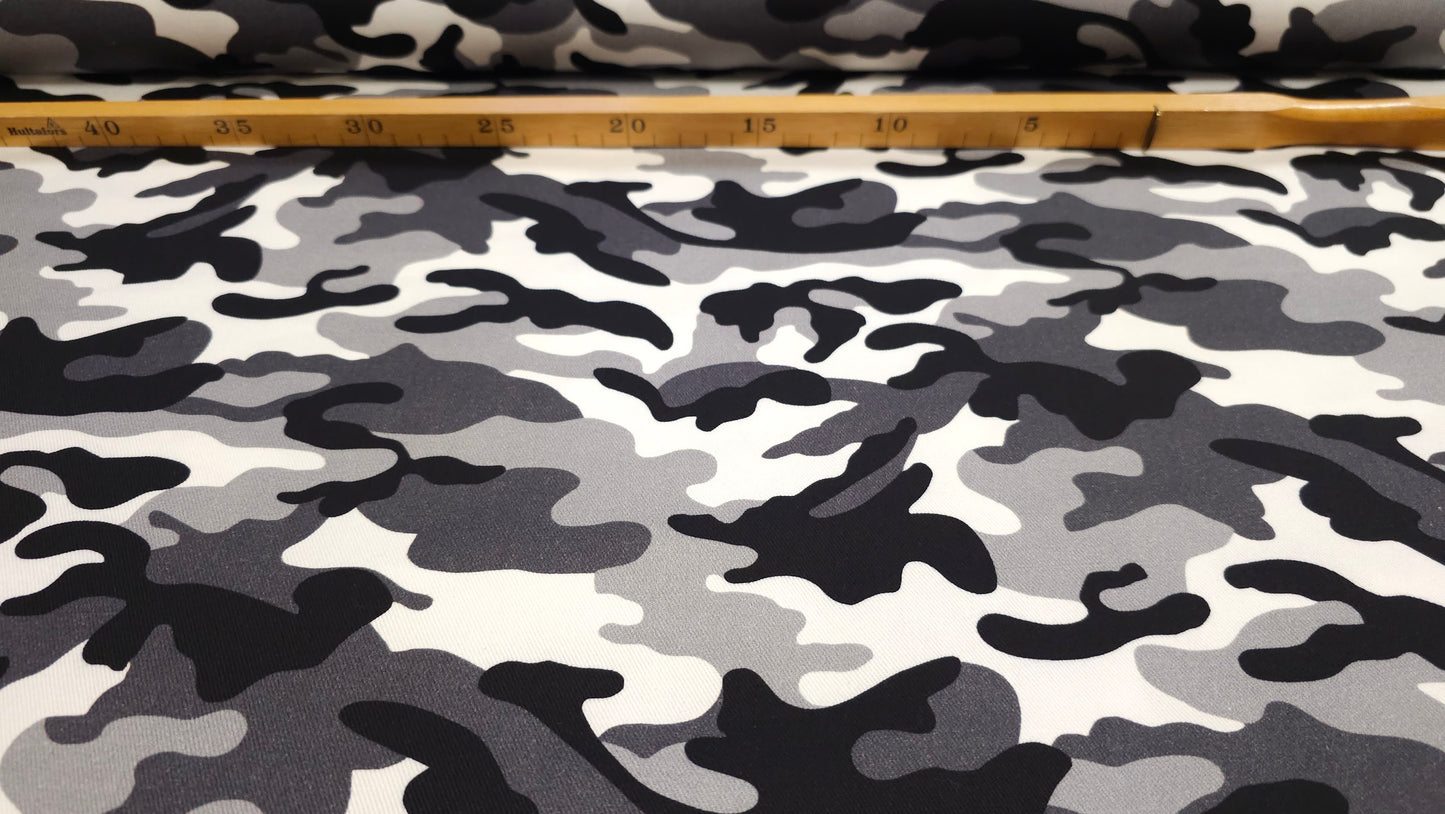 Bomuld Twill Camouflage Grå/sort/hvid