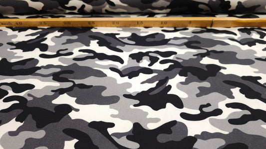 Bomuld Twill Camouflage Grå/sort/hvid