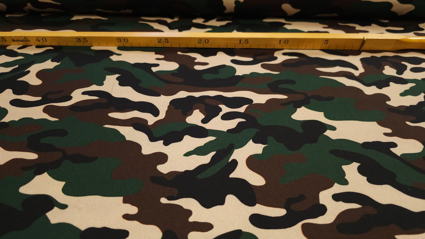 Bomuld Twill Camouflage Grøn/brun