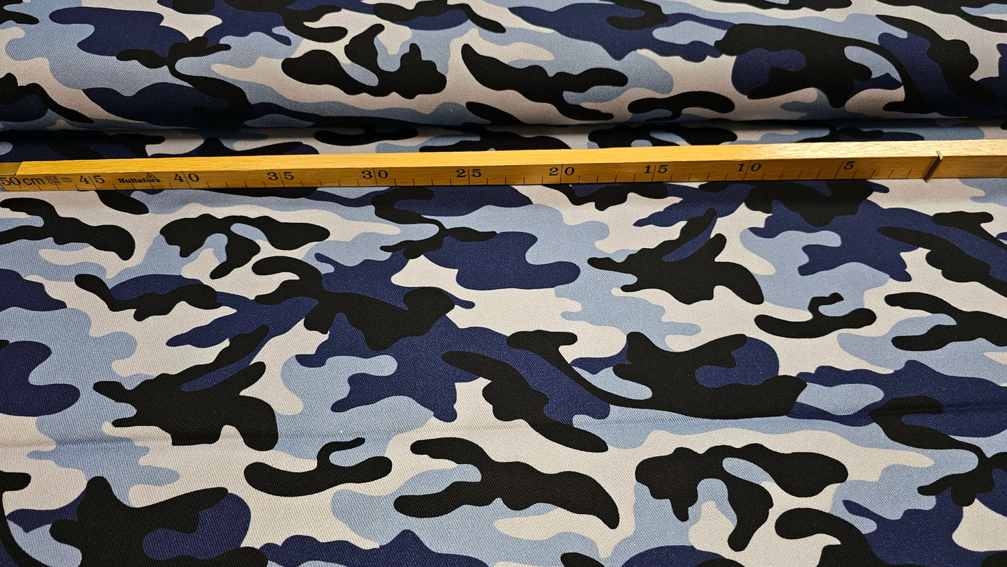 Bomuld Twill Camouflage Blå