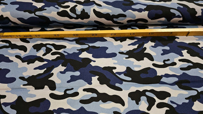 Bomuld Twill Camouflage Blå