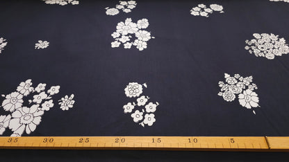 Bomuld Twill Blomstret Mørkeblå