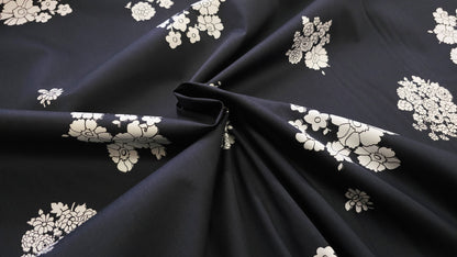 Bomuld Twill Blomstret Mørkeblå