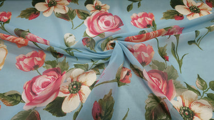 Chiffon Blomstret Blå
