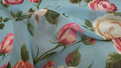 Chiffon Blomstret Blå