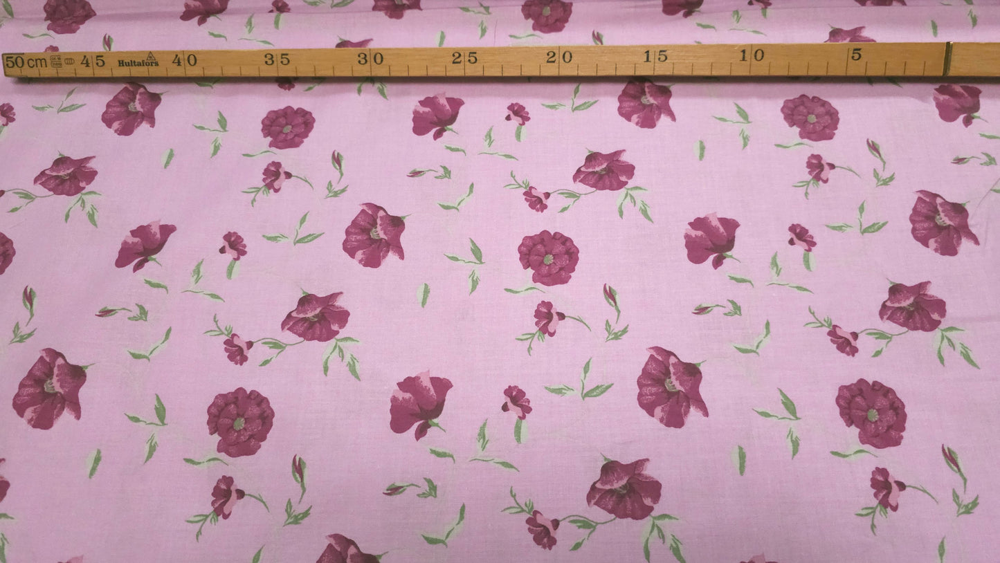 Bomuld Print Blomstret Pink/fuchsia/grøn