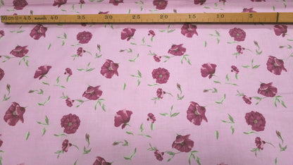 Bomuld Print Blomstret Pink/fuchsia/grøn