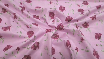 Bomuld Print Blomstret Pink/fuchsia/grøn