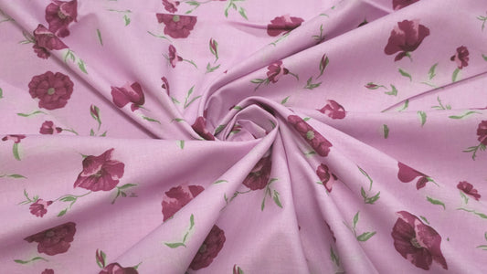 Bomuld Print Blomstret Pink/fuchsia/grøn