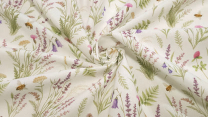 Bomuld Print Blomstret Forår Hvid med grøn