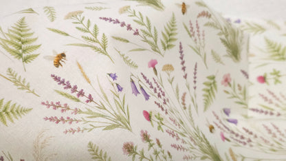 Bomuld Print Blomstret Forår Hvid med grøn