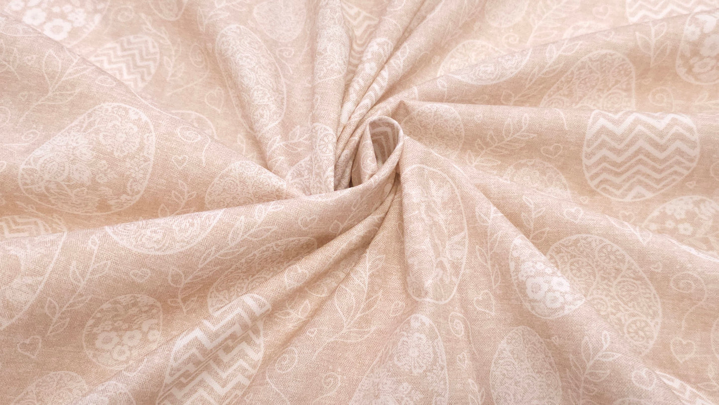 Bomuld Print Påskeæg Dirty Rose med hvid