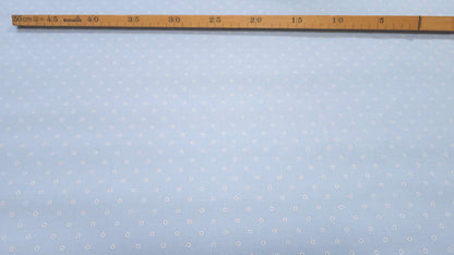 Bomuld Print Blomstret Lyseblå med hvid/blå