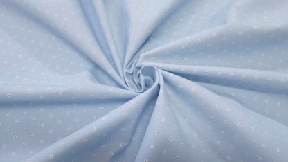 Bomuld Print Blomstret Lyseblå med hvid/blå