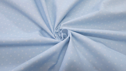 Bomuld Print Blomstret Lyseblå med hvid/blå