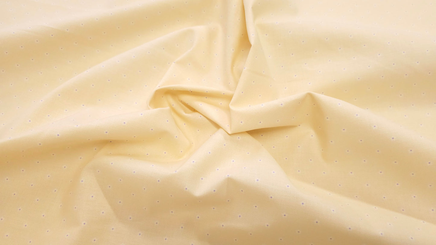 Bomuld Print Blomstret Lys gul med hvid/lilla