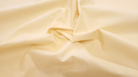 Bomuld Print Blomstret Lys gul med hvid/lilla