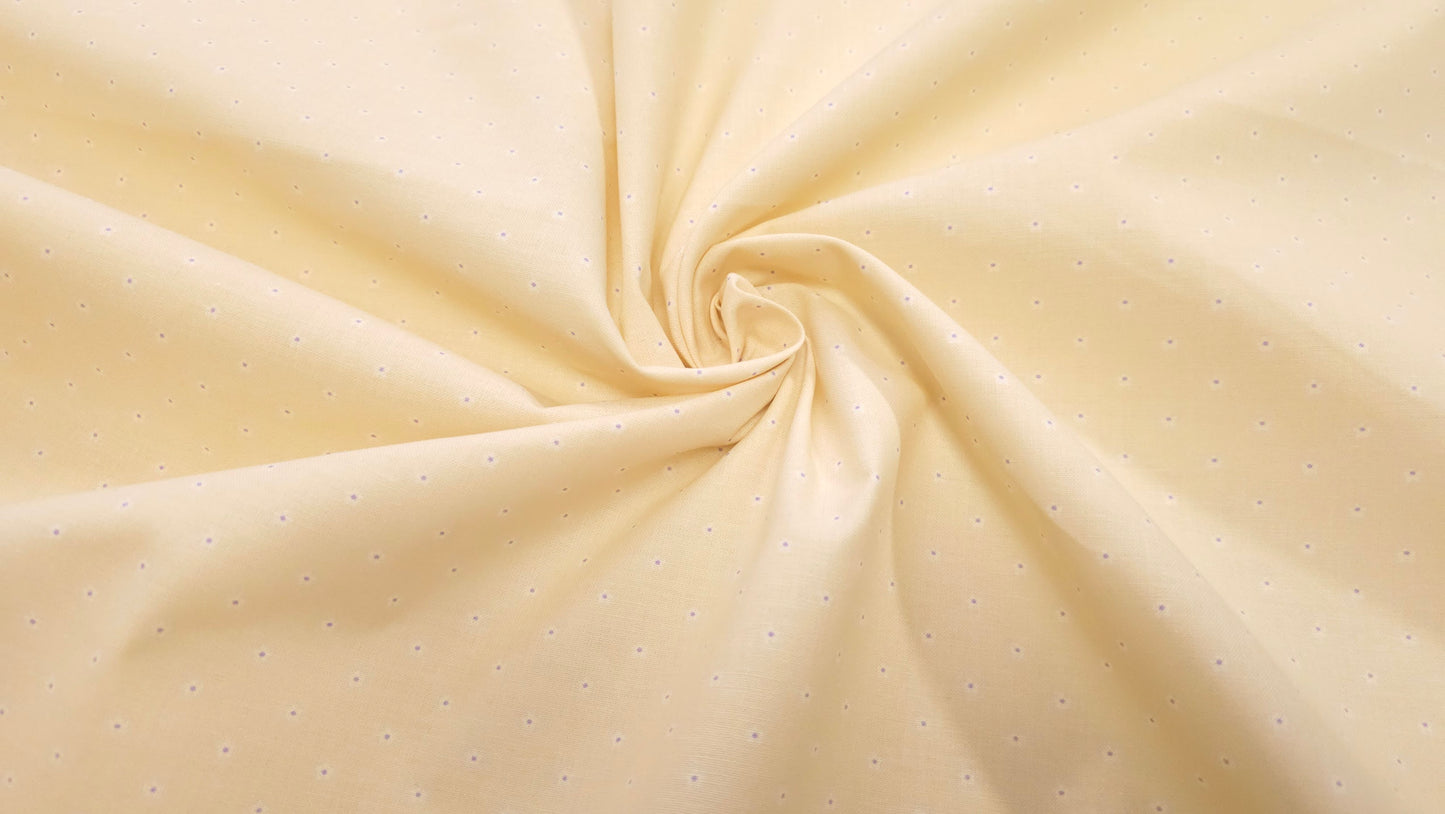 Bomuld Print Blomstret Lys gul med hvid/lilla