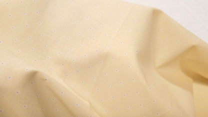 Bomuld Print Blomstret Lys gul med hvid/lilla