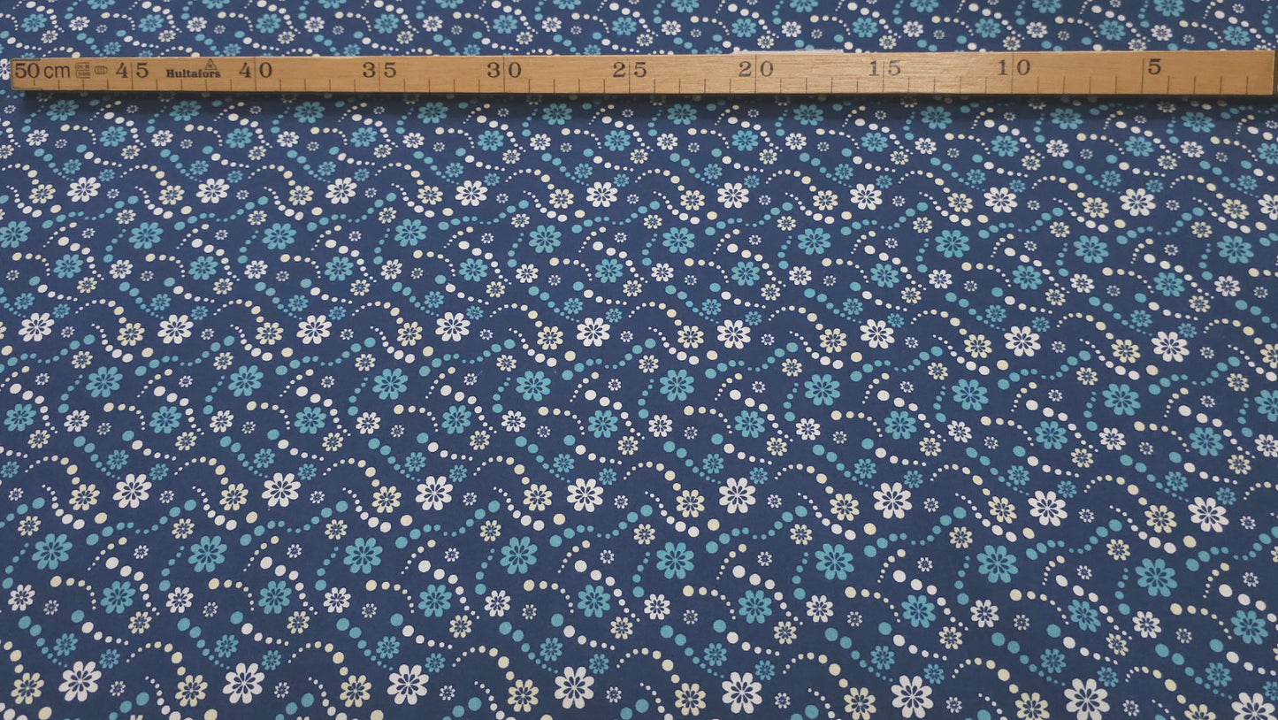 Bomuld Print Blomstret Blå