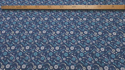 Bomuld Print Blomstret Blå