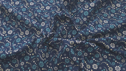 Bomuld Print Blomstret Blå
